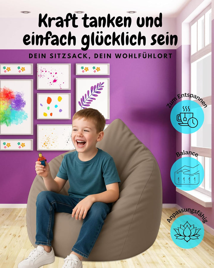 PATCH HOME Patchhome Sitzsack Tropfenform mit Reissverschluss Nachfüllbar - für In &amp; Outdoor - mit S