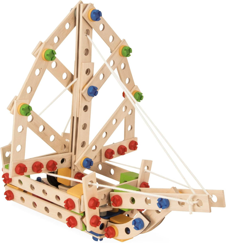 Eichhorn - Constructor Hubschrauber Bausatz – Konstruktionsspielzeug aus Holz, 225 Teile, für Kinder
