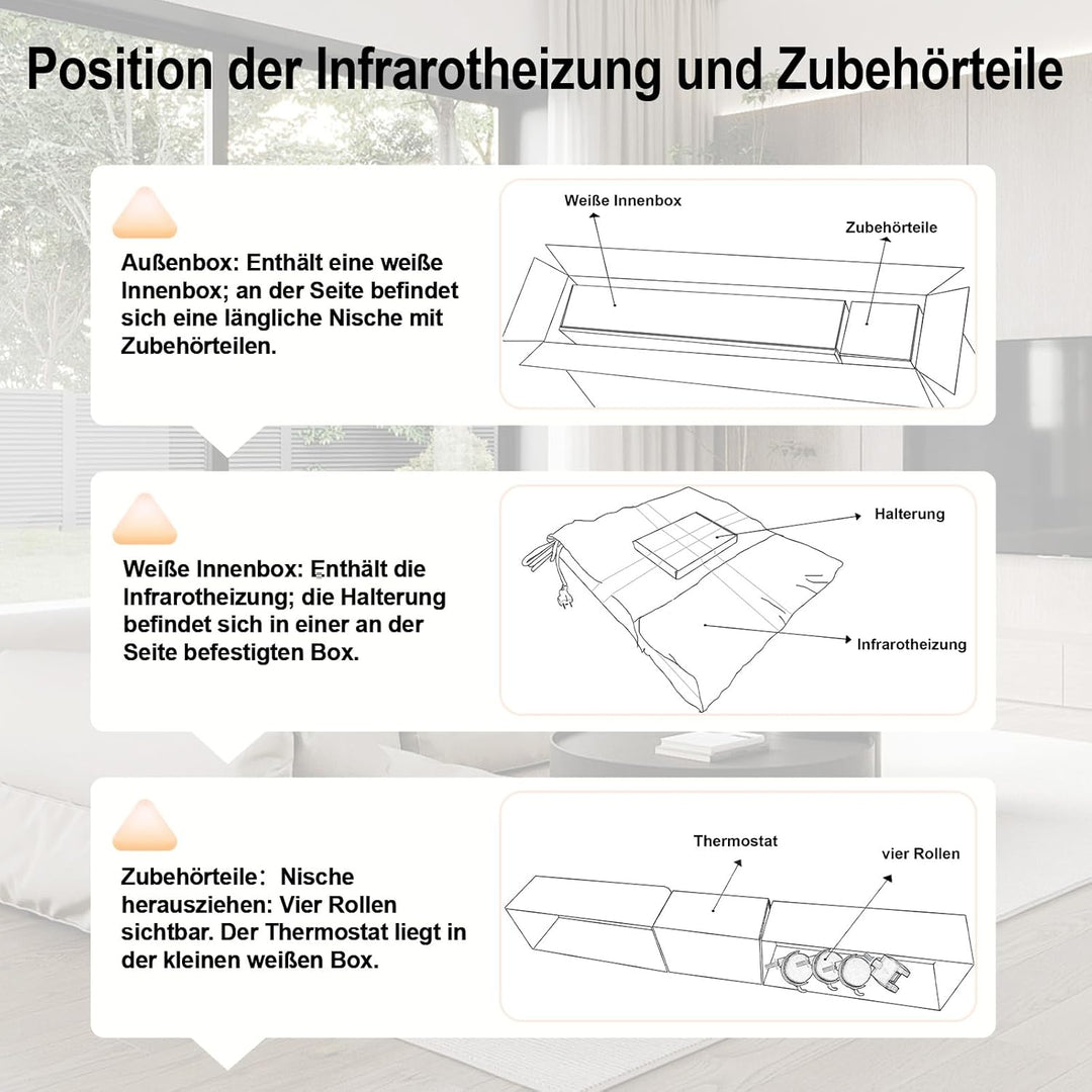 Infrarotheizung Standgerät 350W mit Smart Thermostat, Infrarot Wandheizung–Mobiler Energiesparender