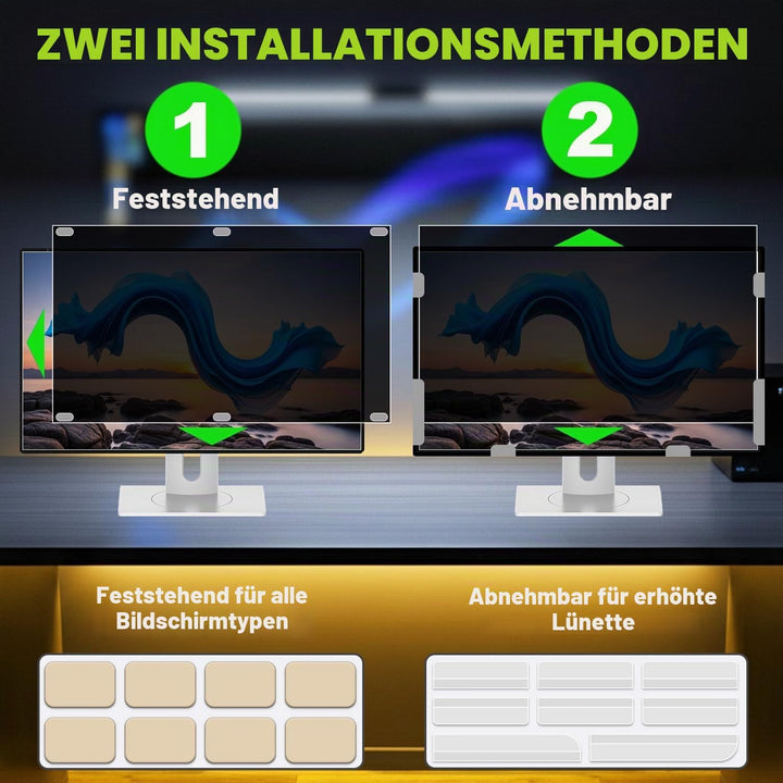 2 Stück Sichtschutzfolie für 27 Zoll 16:9 (59.7x33.6cm) Monitor - Blaulichtfilter &amp; Blendschutz, Abn