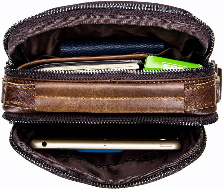 MANNUOSI Herren Schultertaschen business Freizeit Henkeltaschen echtleder vintage Handtaschen Einhei