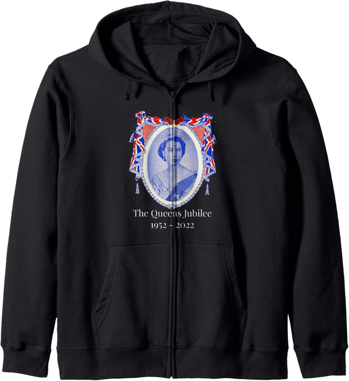 Kunstwerk, The Queen's Jubilee 1952 2022, Vintage Elizabeth II Kapuzenjacke