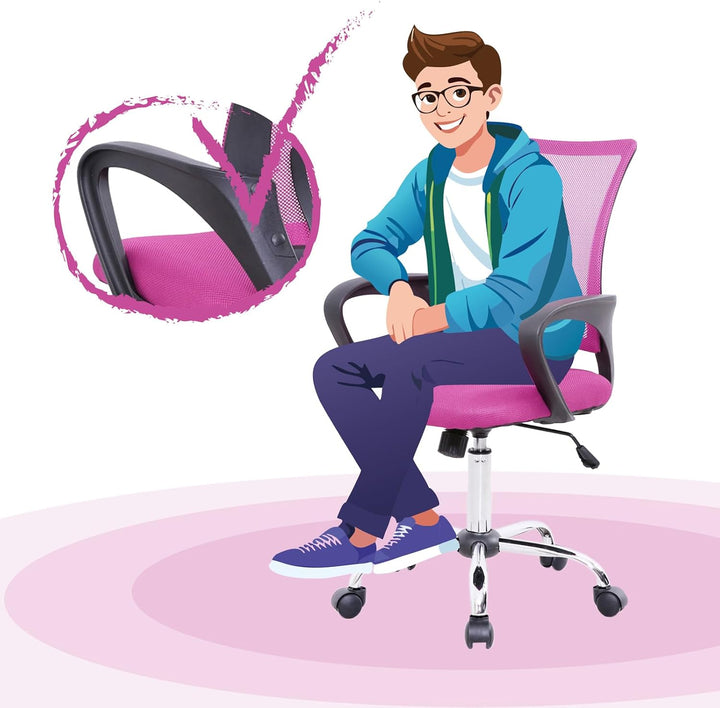SVITA Cydney Kinder Schreibtischstuhl Bürostuhl Netzbezug Drehstuhl Stuhl Schreibtisch (Pink)
