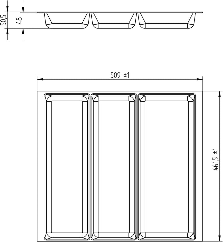 ORGA-BOX 2 Multifunktionseinsatz Tiefe: 461 x Breite: 509 mm anthrazit mit Canvas Struktur für 60er