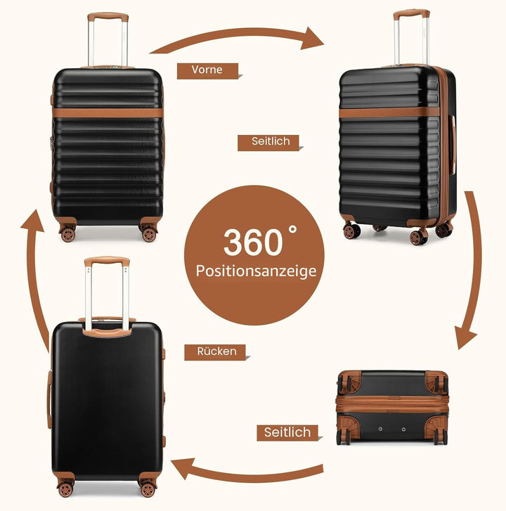 KONO Koffer Trolley Gross Koffer Reisekoffer von ABS+PC Hartschalenkoffer mit 4 Rollen TSA Schloss (