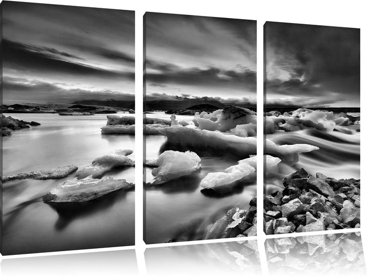 Pixxprint Extreme Eislandschaft als Leinwandbild/Grösse: 3 Teilig (120x80) cm/Wandbild/Kunstdruck/fe