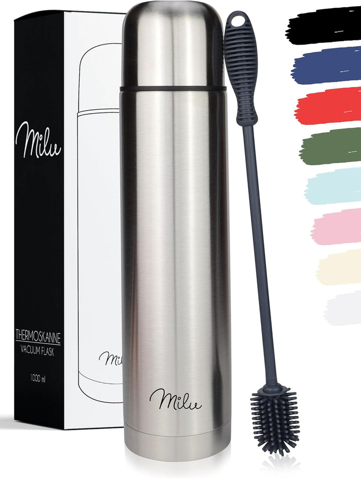 Milu Thermosflasche Thermoskanne Isolierflasche 1L - Isolierte Edelstahl Trinkflasche, 100% Auslaufs