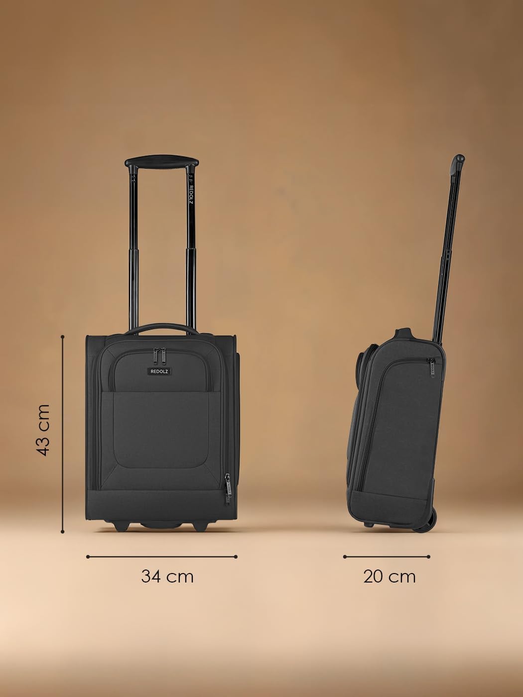 REDOLZ Underseater CABIN XS-Handgepäck-Trolley mit 2 Rollen & Liquid-Bag | 34 x 20 x 43 cm | Weichsc