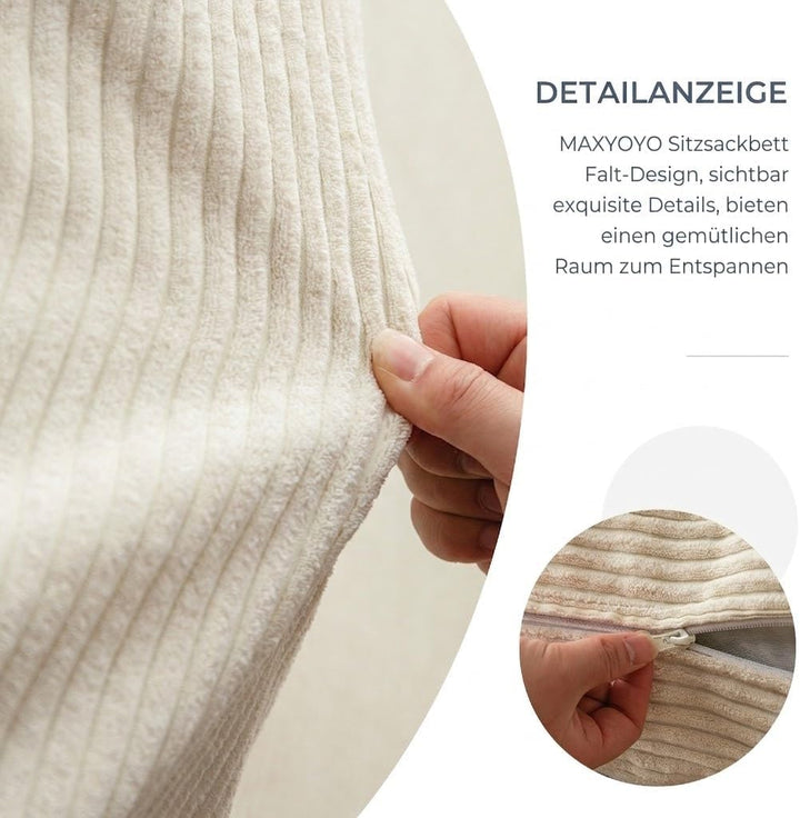 MAXYOYO Sitzsack-Bett, faltbar, Cordsamt, Schlafsofa, Bodenmatratze für Erwachsene, extra dick, 4-Fa