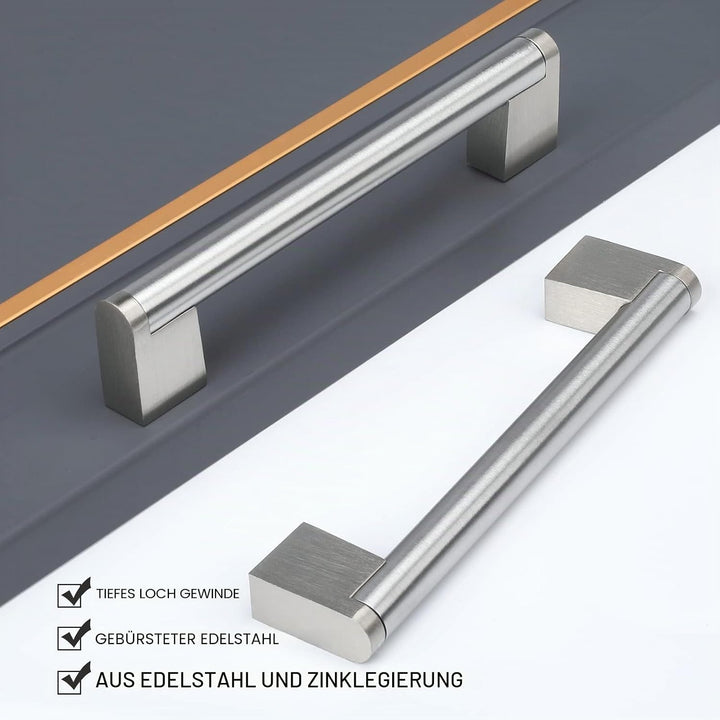 goldenwarm 25 Stück Möbelgriffe Edelstahl Küchengriffe Edelstahl Gebürstet Türgriffe Küche Schrankgr
