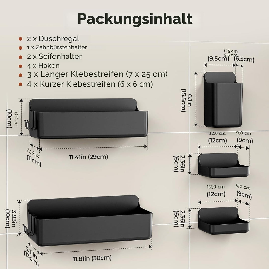 Orimade Duschablage ohne Bohren-Duschregal Rostfrei 5 Stück,Shampoo Halterung für Dusche Grosse Kapa
