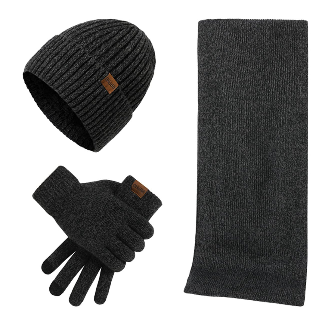 Kuukaas 3 in 1 Mütze Schal und Touchscreen Handschuh für Herren & Damen Wintermütze mit Innenfutter