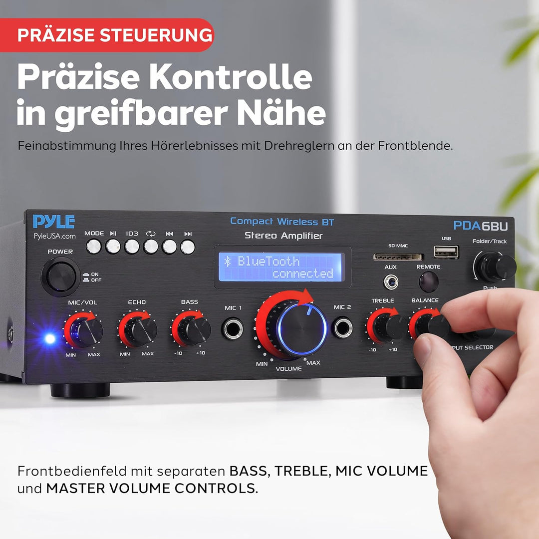 PyleUsa Home Audio Amplifier Home Theater Power Stereo Receiver, Surround Sound, PDA6BUEU, EU Model,