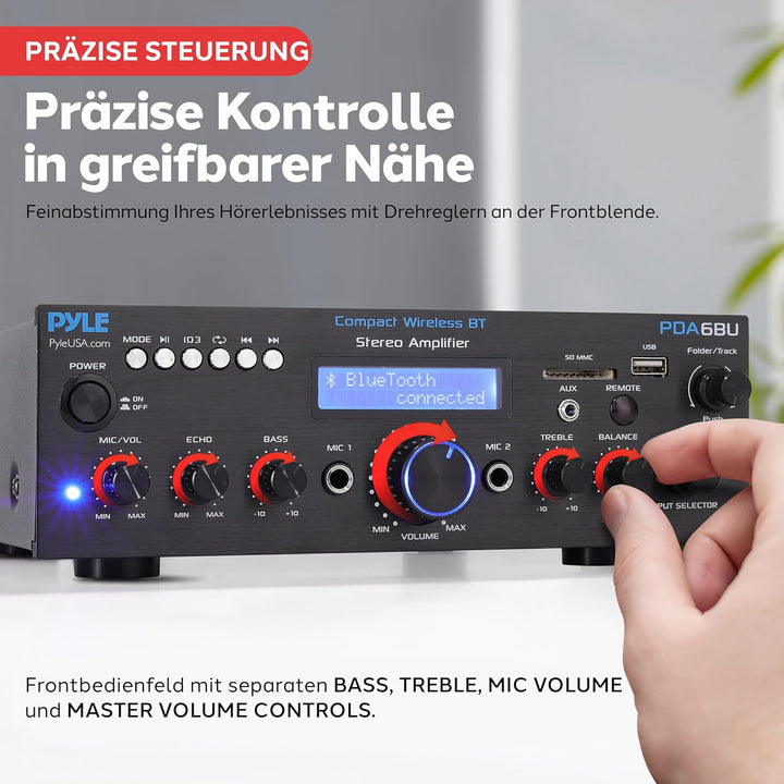 PyleUsa Home Audio Amplifier Home Theater Power Stereo Receiver, Surround Sound, PDA6BUEU, EU Model,