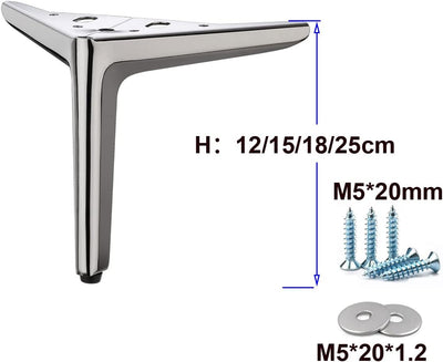 Qrity 4 Stück 15cm Schwarzes Titan Dreieckige Möbelbeine, Galvanik-Polierverfahren, geeignet für Sch
