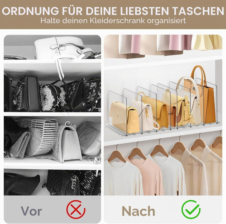 DoubleCare 8 Stück Regaltrenner, Verstellbare Taschenteiler, Transparente Acryl Regalteiler, Durchsi