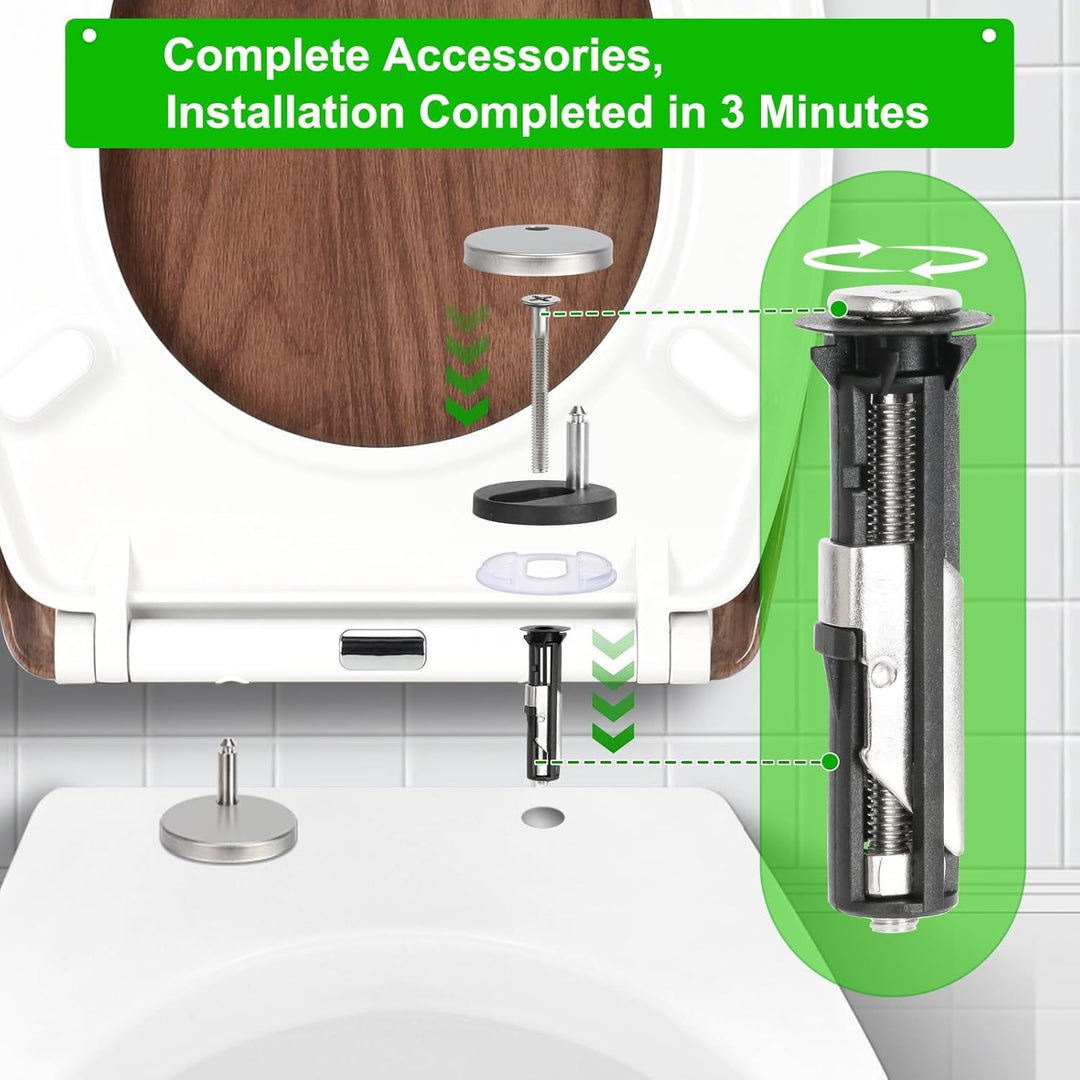 Premium WC-Sitz Toilettensitz mit Absenkautomatik, YOTOREE Toilettendeckel, O Form Duroplast Klodeck