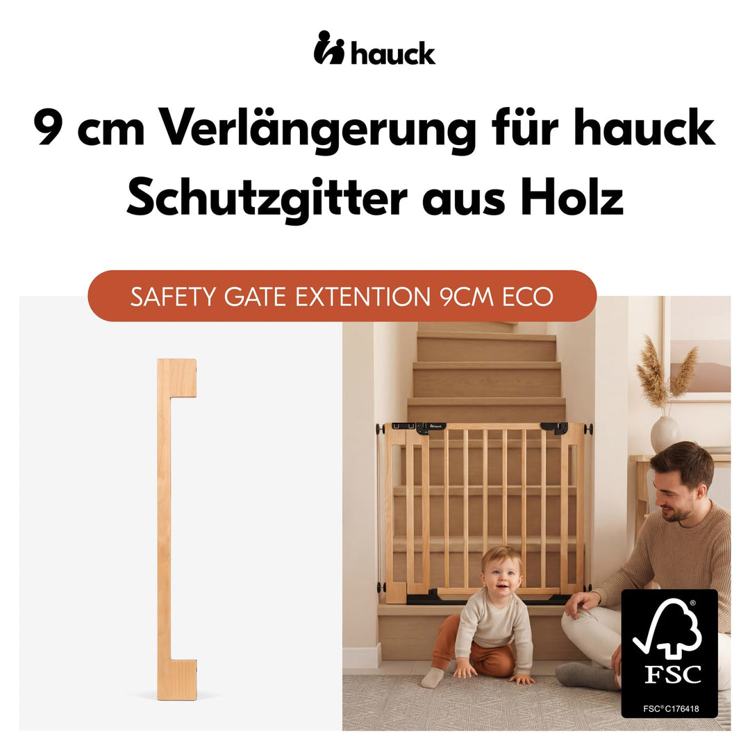 hauck 9 cm Verlängerung aus Buchenholz Kompatibel mit Clear Step Easyclose Eco Tür- & Treppenschutzg