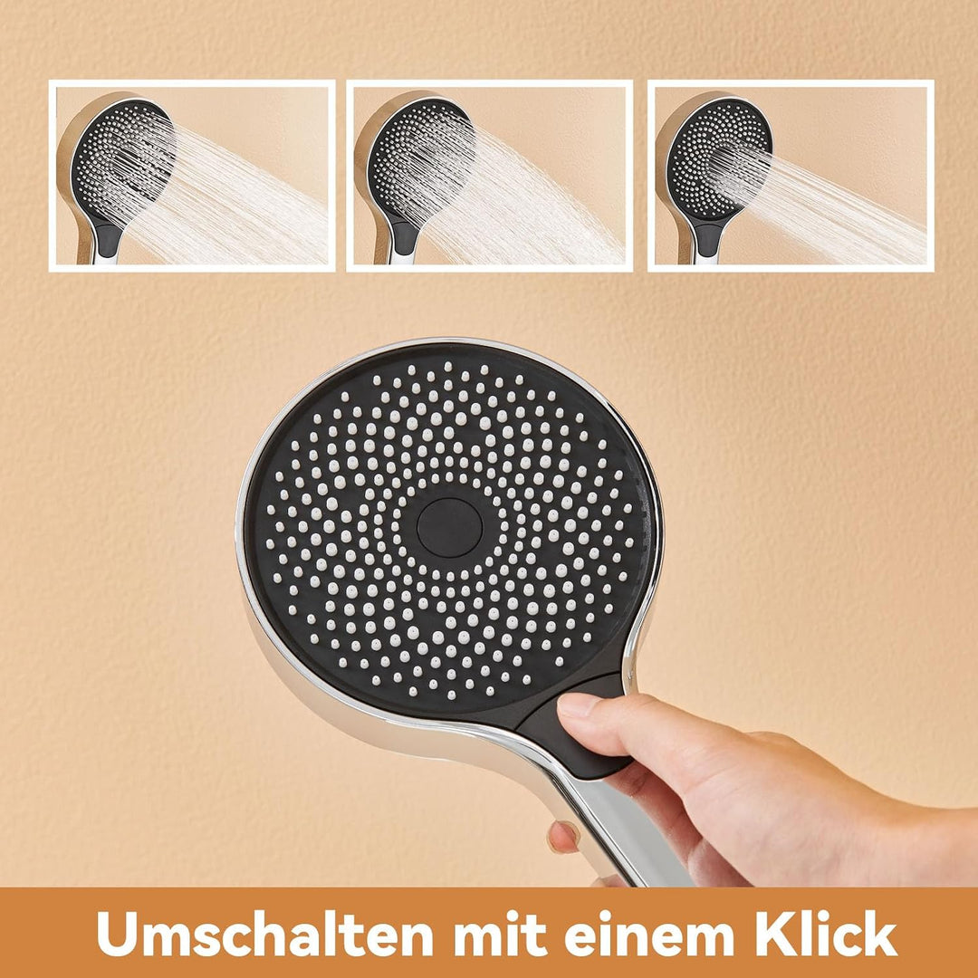 Duscharmatur Komplettset, Auralum Regendusche mit Armatur Höhenverstellbar 1-1,39m, Duschamaturenset