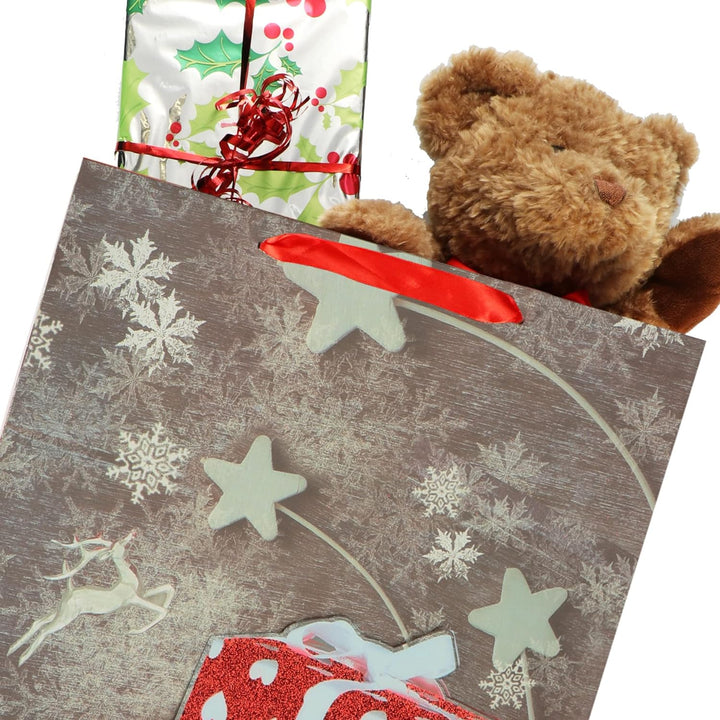 COM-FOUR® 12x XL Geschenktüte für Weihnachten, Nikolaus und Advent - Geschenktasche mit Weihnachtsmo