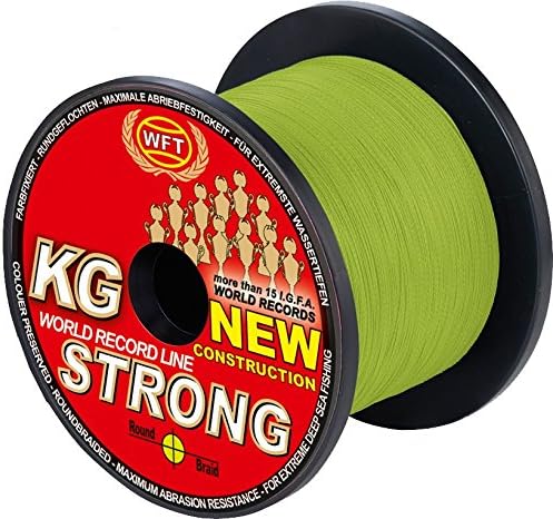 WFT KG Strong 600m 0,22mm 32kg, geflochtene Schnur, Meeresschnur, Angelschnur, Geflechtschnur Gelb,