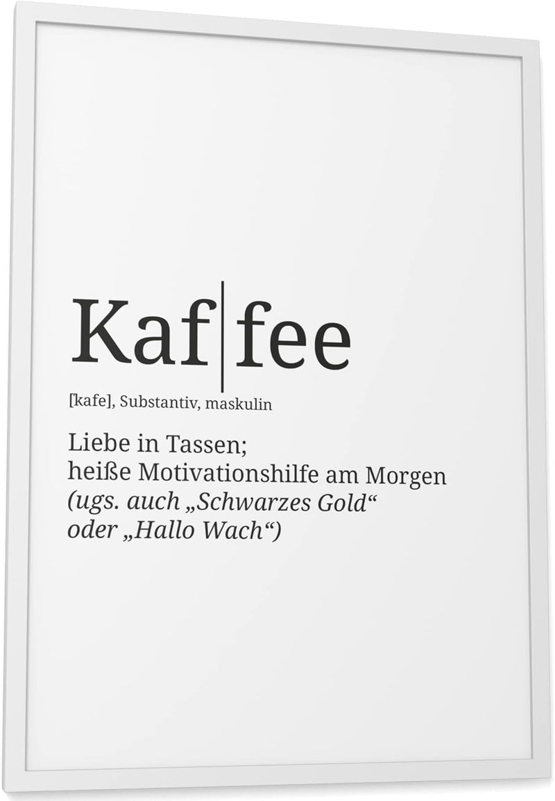 Papierschmiede® Definition: Kaffee, DIN A3 fertig gerahmt (Rahmen: Material und Farbe wählbar), Wand