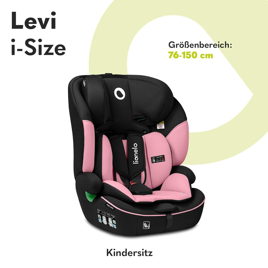 LIONELO LEVI I-SIZE 76-150 cm Kinderautositz, Gruppe 1 2 3, Seitenschutz, 10 Grad Kopfstützenverstel