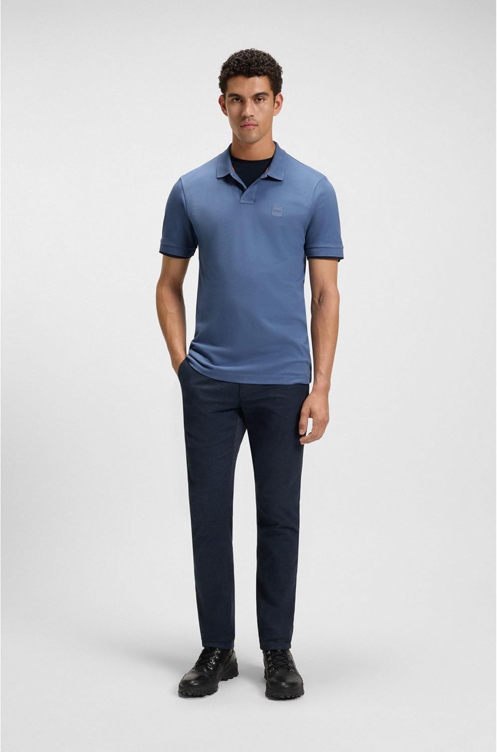 BOSS Herren Passenger Slim-Fit Poloshirt aus Stretch-Baumwolle mit Logo-Aufnäher S Blau489, S Blau48