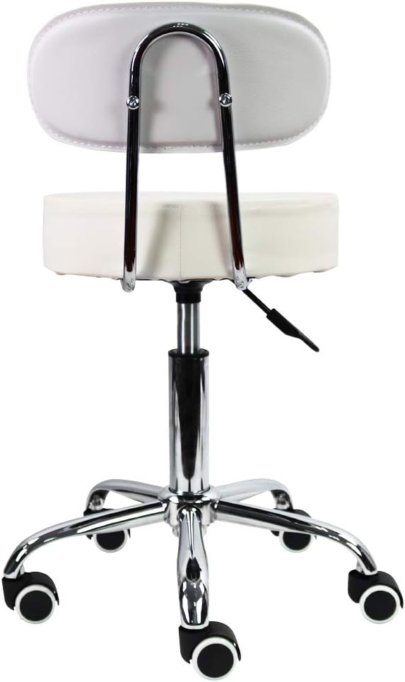 KKTONER Rollhocker mit Rückenlehne 360° drehbar Arbeitshocker höhenverstellbar 48-64cm für Büro Salo