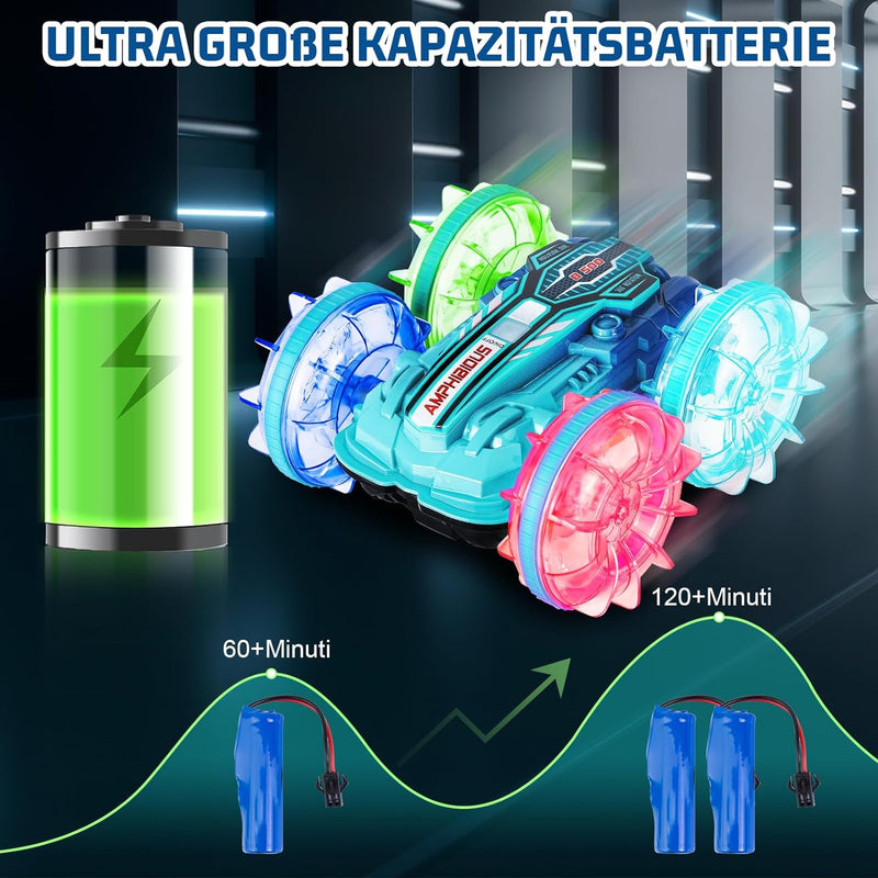 Ltteaoy Amphibienfahrzeug Ferngesteuert Outdoor Spielzeug ab 6/8/10/12,360°Drehbares 2,4GHz 4WD Off-