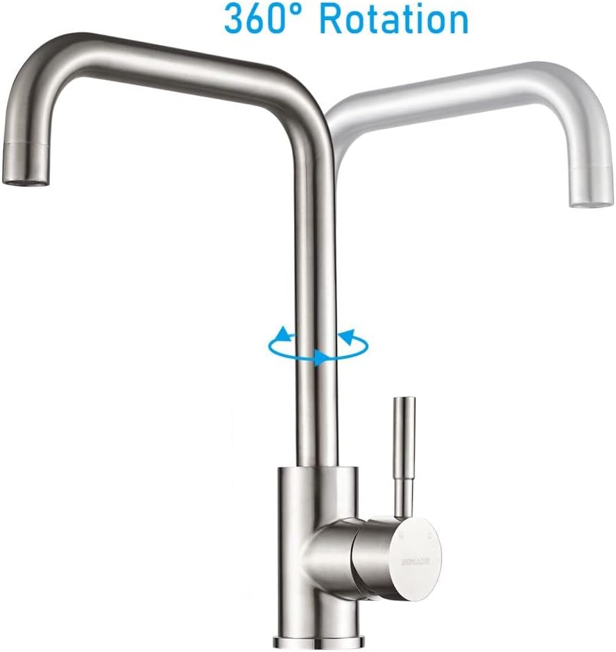 BONADE Niederdruck Armatur Küche Edelstahl, Küchenarmatur Niederdruck 360° Drehung, Spültischarmatur