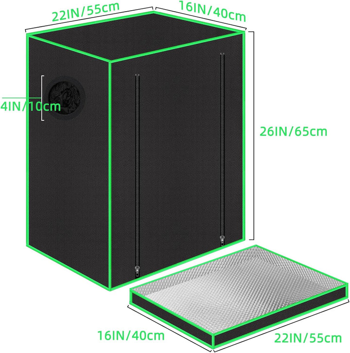55 x 40 x 65 cm Grow Tent mit Beobachtungsfenster, Bodenwanne, Lüftungsfenster und Kabeldurchlass (S