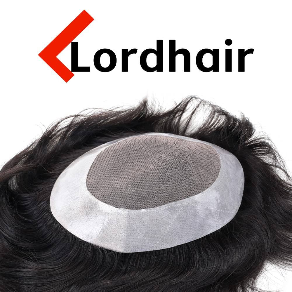 Lordhair Toupet für Männer Haarersatz Systeme Mann, natürliche atmungsaktive Mono-Spitze mit PU-Echt