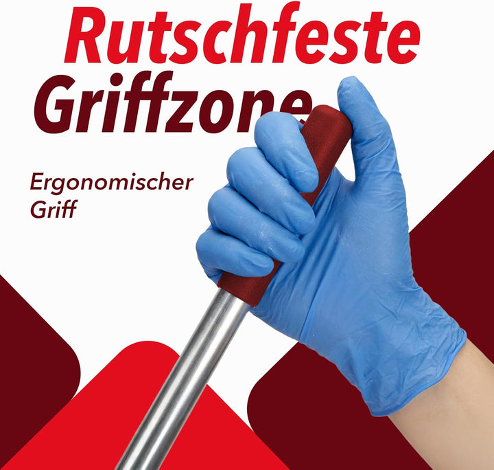 G.I.V. Bodenwischer Set 40cm Klapphalter mit Trittmechanik & Magnetverschluss + Aluminiumstiel Rot -