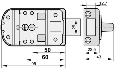KOTARBAU® Zusatzschloss 50/60 mm 3 Farben Kastenschloss Türzusatzschloss Türschloss Schloss Drehknau