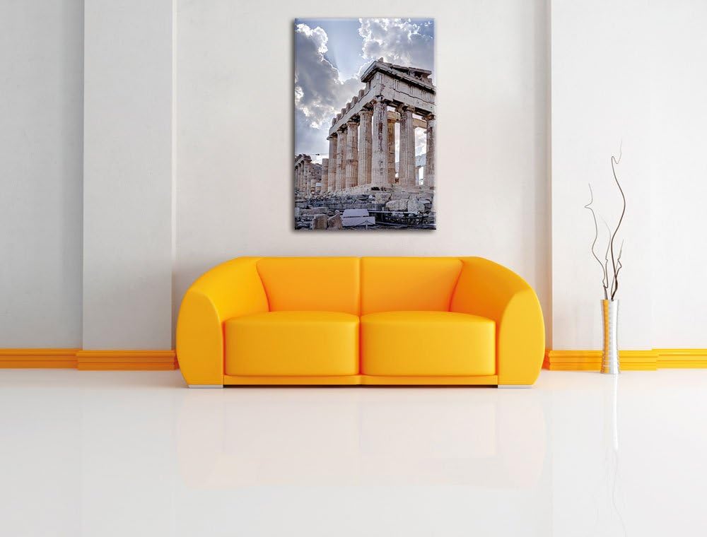 Pixxprint Antike Säulen Griechenland als Leinwandbild/Grösse: 100x70 / Wandbild/Kunstdruck/fertig be