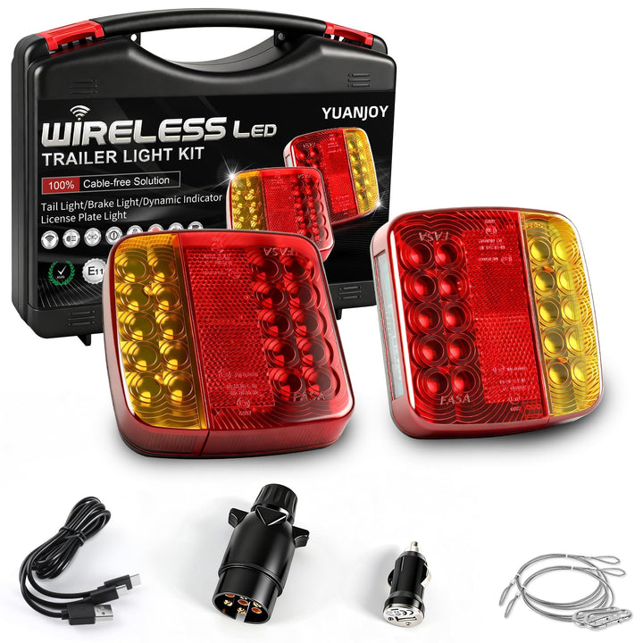 Kabellose LED Anhänger Rückleuchter Set, 12/24V Magnetische drahtlose LED Wasserdichte Rückleuchten