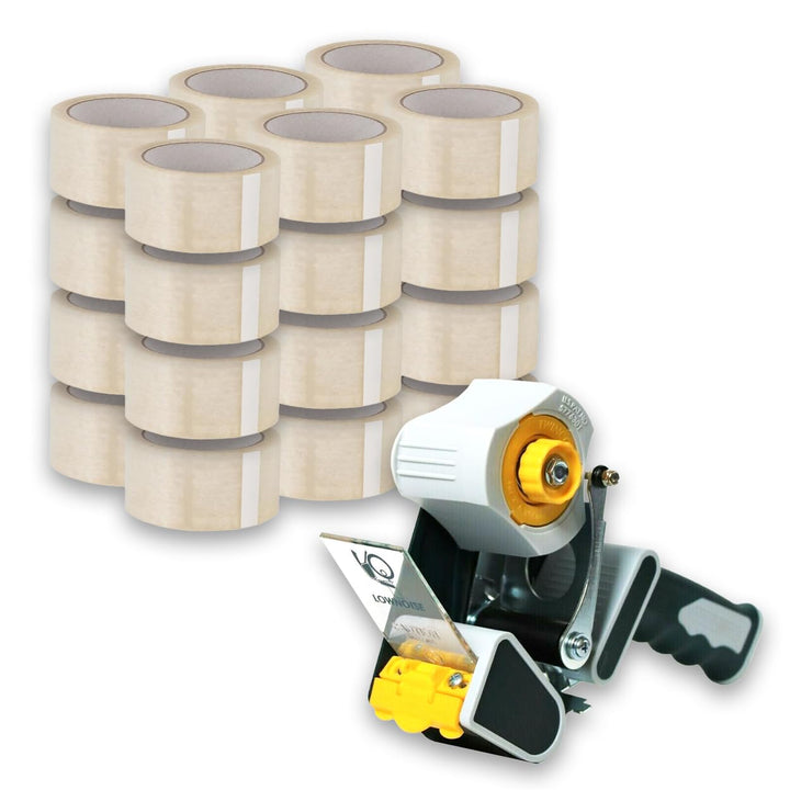 TWINCORE K206B Handabroller-Set – Mit Bremse & LOW-NOISE Klebebandabroller + 24x PP Klebebandrollen