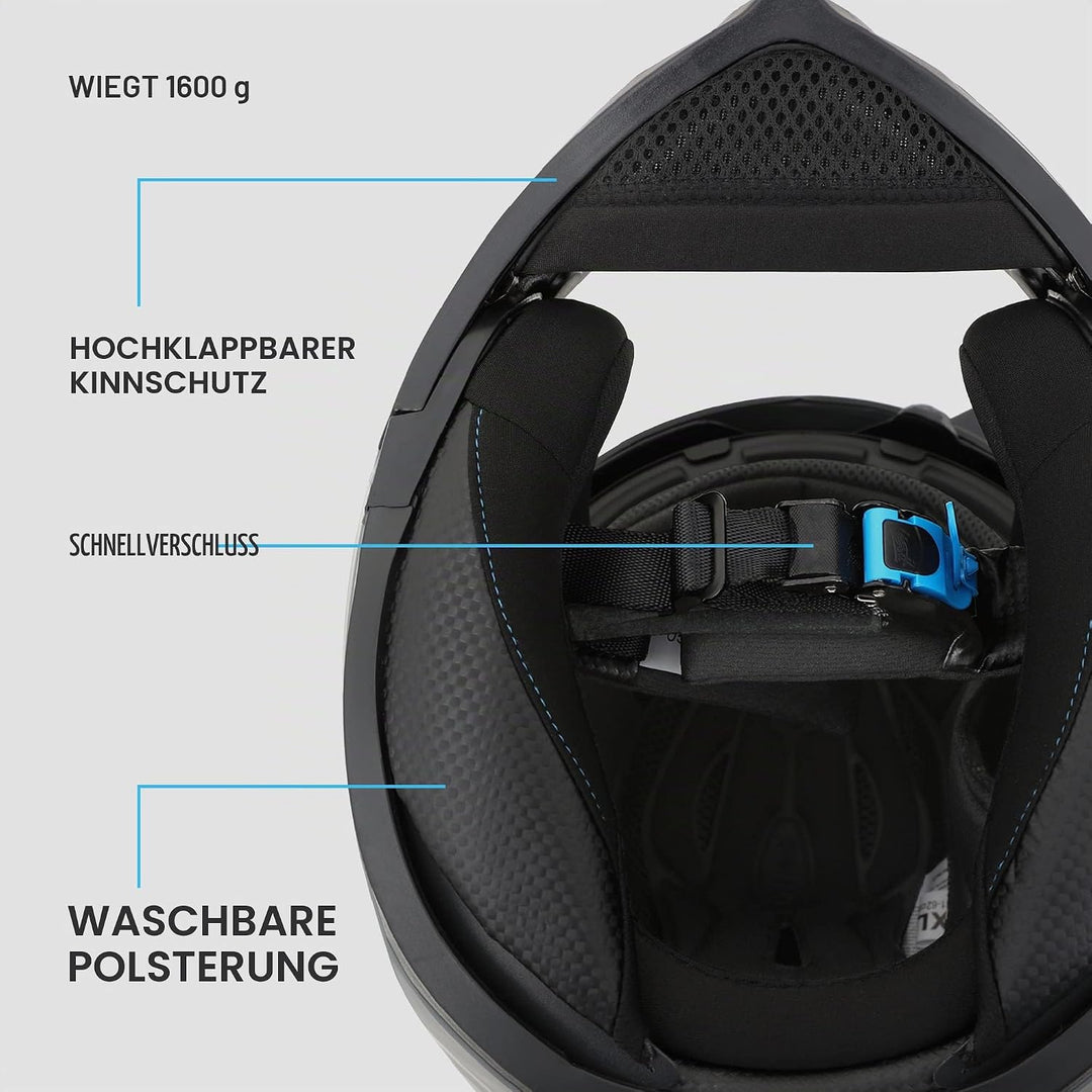 Westt Motorradhelm Herren Damen Integralhelm Klapphelm Flip-up Motorrad Jethelm Chopper Mofa Moped R