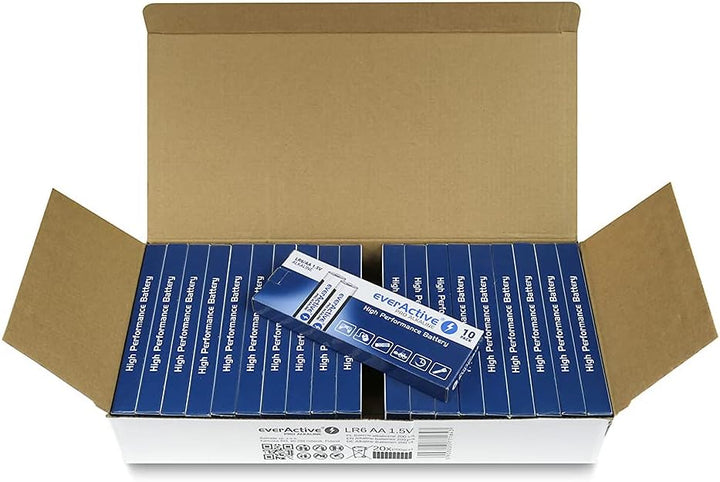 everActive AA Batterien, Pro Alkaline, Mignon LR6 R6 1.5V 10 Jahre Haltbarkeitsdatum - 200 Stück Pac