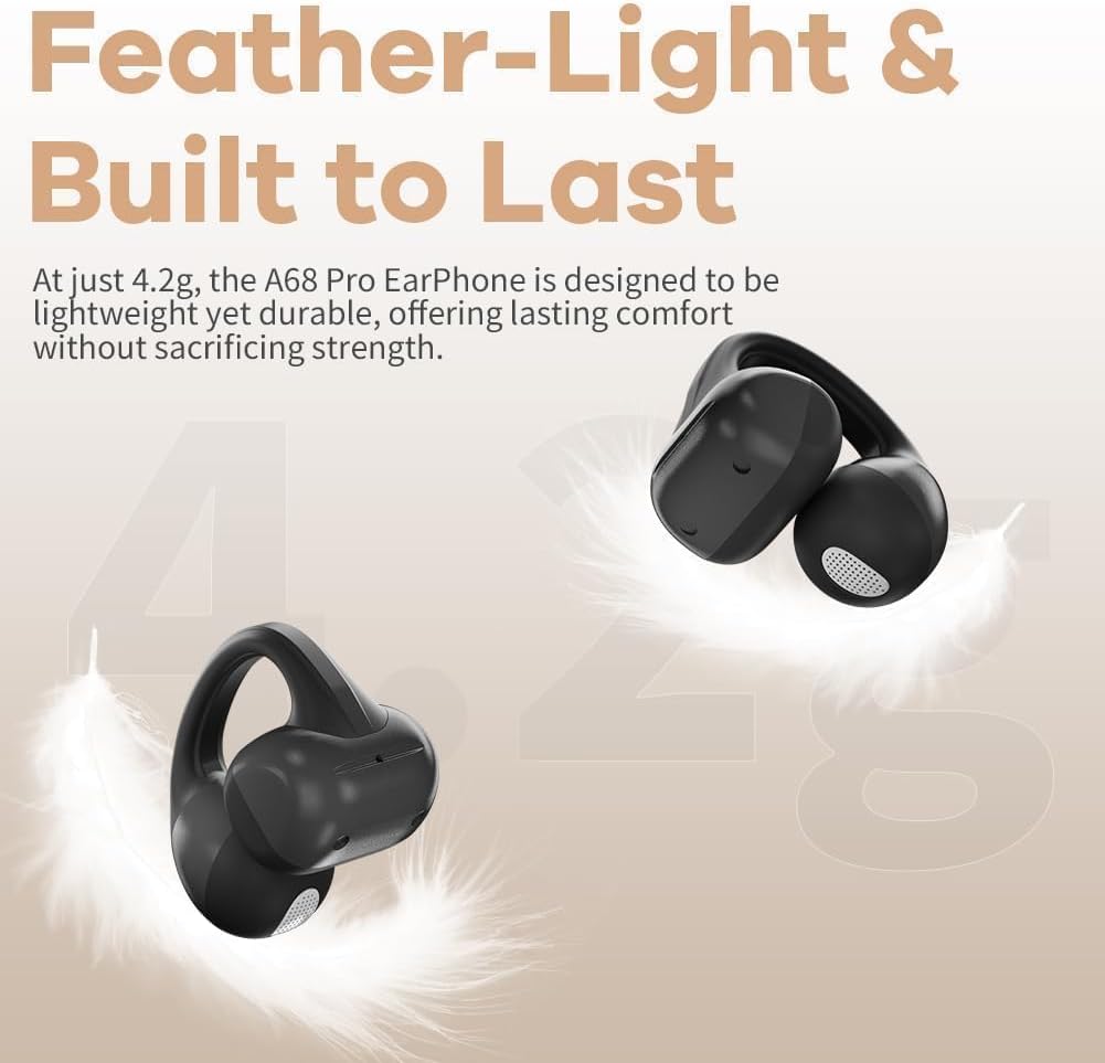 Open Ear Kopfhörer, Bluetooth Earbuds, Clip on Design mit 4 Noise Cancelling Mikrofone, 40h Std, Blu