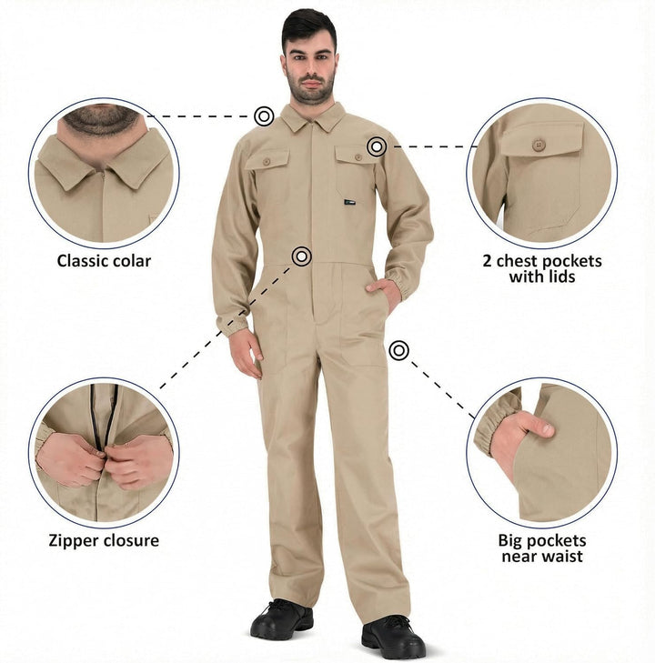BWOLF Herren Anax Overall Arbeitsoverall Herren (1er Pack) S Khaki, S Khaki