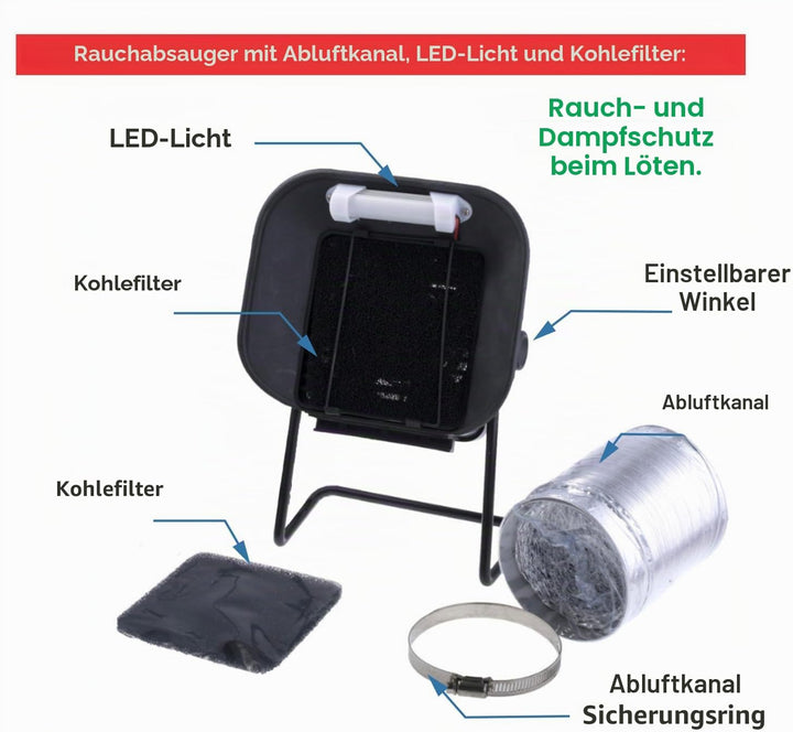 Aoyue 486+ Absaug und Lötrauchabsorberventilator mit Abluftschlauch und Licht AOYUE-486-P, AOYUE-486