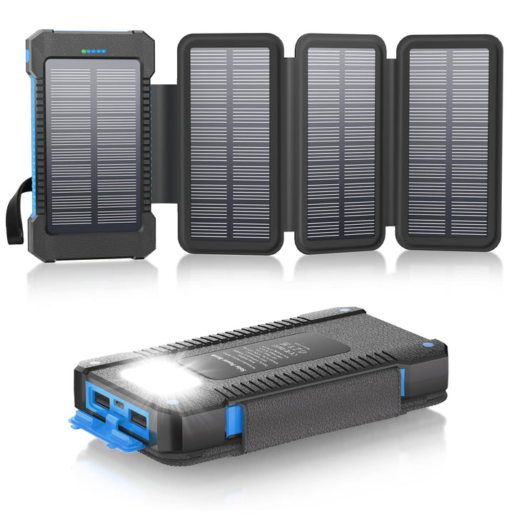 Solar Powerbank 26800 mAh, Powerbank USB-C 18W Schnellladung für iPhone Samsung und mehr, IPX7 wasse