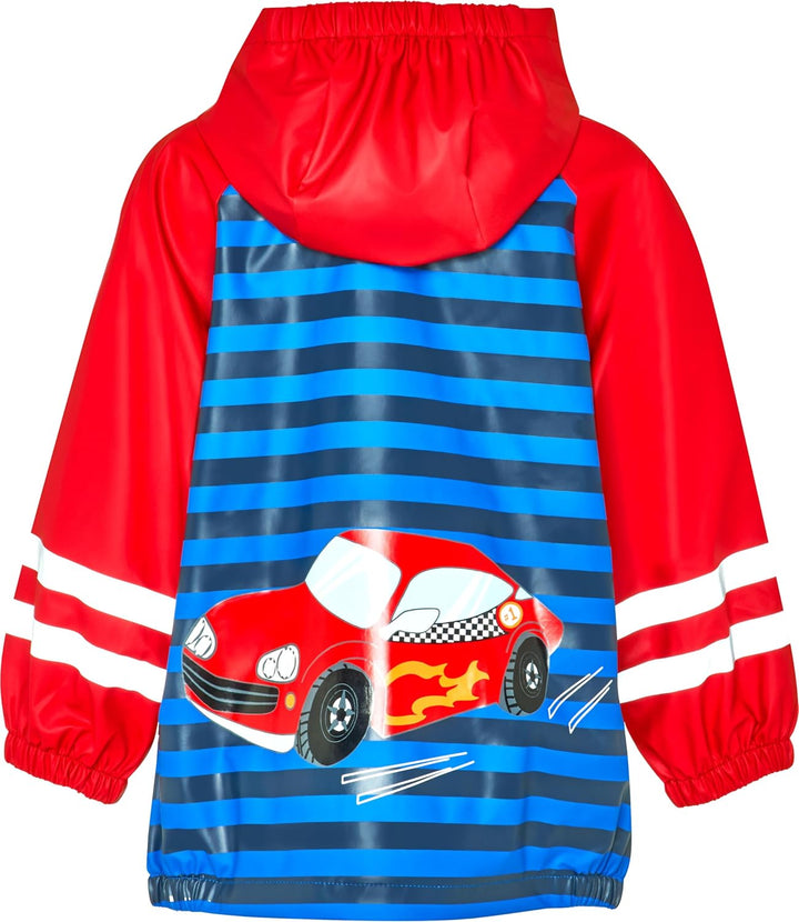 Playshoes Unisex Kinder Regenjacke Wind-und wasserdicht Regenmantel Regenbekleidung 98 Rennwagen, 98