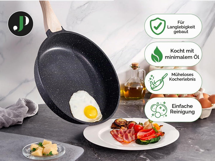 JUST PERFECTO Topfset Induktion - Pfannenset mit deckel - Pfanne 24cm, Bratpfanne 28 cm - kochtopf s