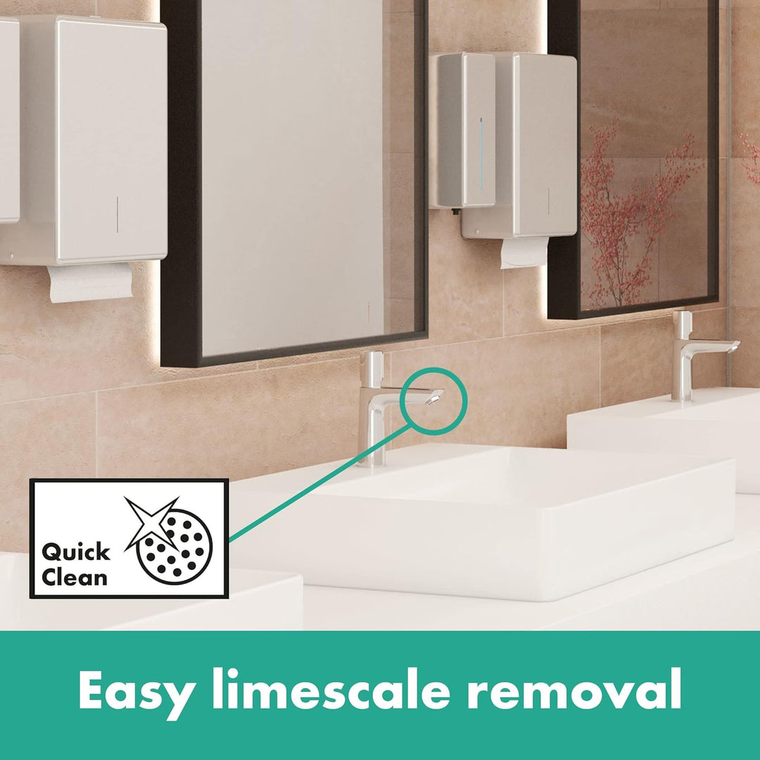 hansgrohe Selbstschluss-Waschtischmischer Talis E, Wasserhahn Bad mit Auslauf Höhe 110 mm, Badarmatu