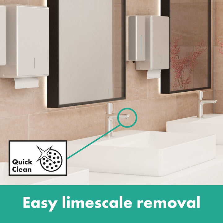 hansgrohe Selbstschluss-Waschtischmischer Talis E, Wasserhahn Bad mit Auslauf Höhe 110 mm, Badarmatu