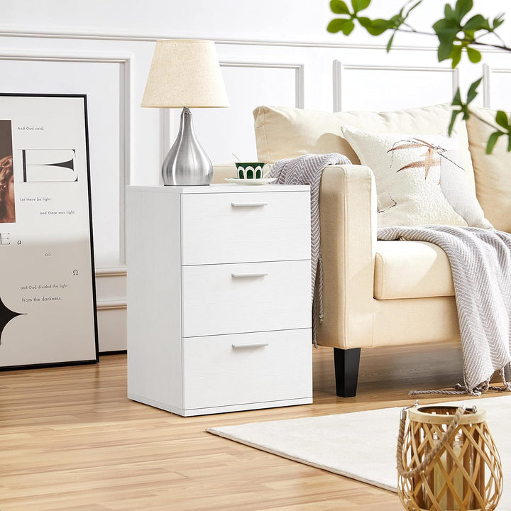 Yaheetech 2 x Nachtschrank Nachttisch Boxspringbett Nachtkommode mit 3 Schubladen 60cm hoch Beistell