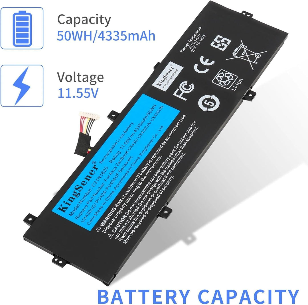 C31N1620 Laptop Akku 11,55V 50Wh Li-Polymer 3ICP5/70/81 0B200-02370000 für ASUS Zenbook UX430U UX430